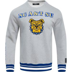 Pro Standard Mens College Classic Chenille Brushed Back French Terry Crewneck Sweatshirt(Heather Grey/Dodger Blue)