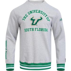 Pro Standard Mens College Classic Chenille Brushed Back French Terry Crewneck Sweatshirt(Heather Grey/Green)