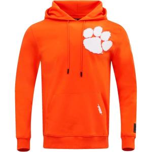 Pro Standard Mens College Classic Chenille Cotton Double Knit Pull Over Hoodie(Orange)