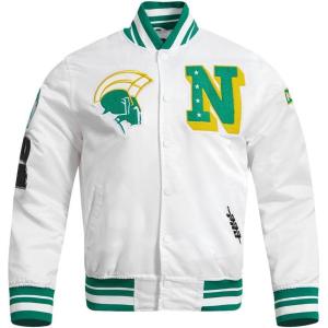 Pro Standard Mens College Classic Chenille Satin Jacket(White/Green)