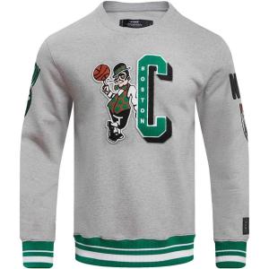 Pro Standard Mens NBA Reverse French Terry Pull Over Hoodie(Heather Grey/Green)
