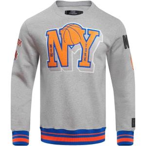 Pro Standard Mens NBA Reverse French Terry Pull Over Hoodie(Heather Grey/Royal/Orange)