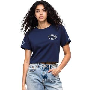 Pro Standard NCAA Womens Womens College Classic Chenille Cotton Short Sleeve Boxy Tee(Midnight Navy)