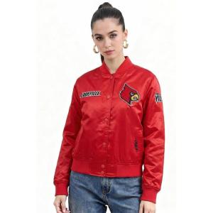 Pro Standard NCAA womens Womens College Classic Chenille Satin Jacket(Red)