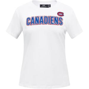 Pro Standard NHL Womens Pro Standard Womens NHL Classic Chenille Cotton Short Sleeve Slim Fit Tee(White)