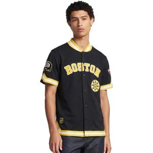 Pro Standard NHL mens Mens Nhl Classic Chenille Cotton Double Knit Button Down(Black/Yellow)