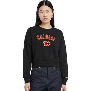 Pro Standard Womens NHL Classic Chenille Brushed Back French Terry Crewneck Sweatshirt(Black)