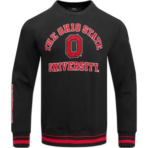 Pro Standard mens Pro Standard Mens Classic Chenille Brushed Back French Terry Crewneck Sweatshirt(Black/Red/Black)