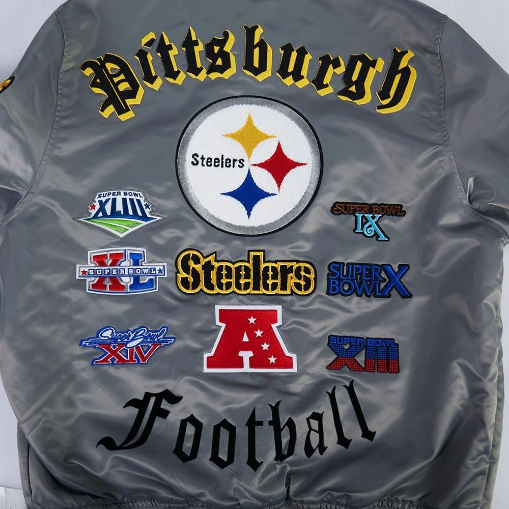 image:imagePro Standard Mens NFL Pittsburgh Steelers Old English Satin Jacket