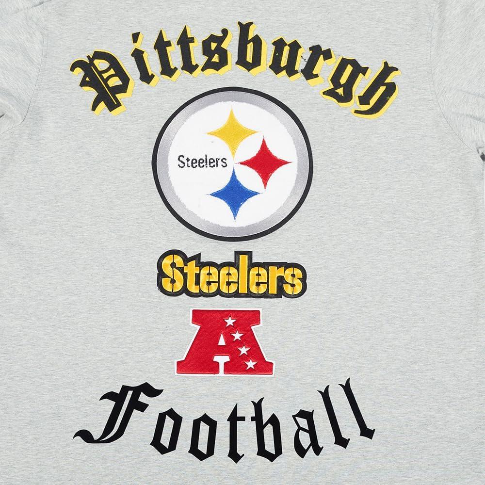 image:imagePro Standard Mens NFL Pittsburgh Steelers Old English Short Sleeve Tee Heather Grey
