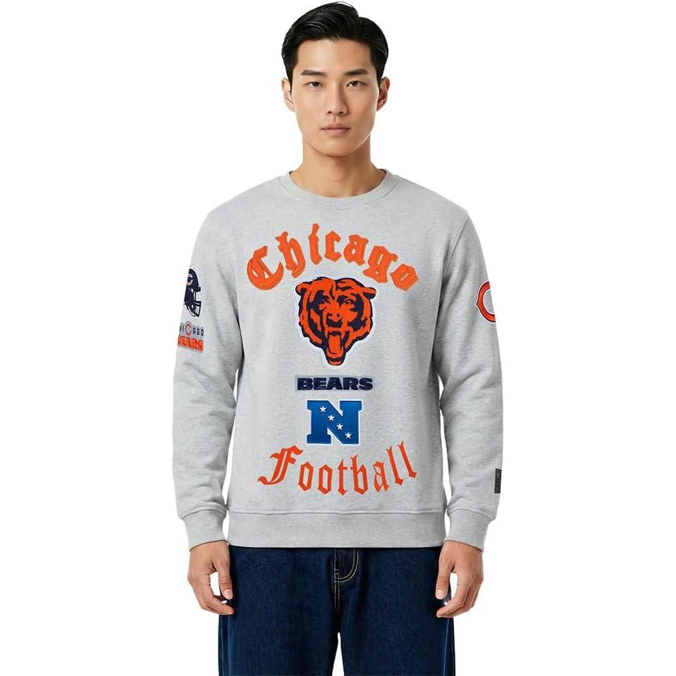 image:imagePro Standard Mens NFL Chicago Bears Old English Crewneck Sweatshirt Heather Grey