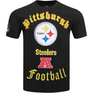 NFL PITTSBURGH STEELERS OLD ENGLISH MEN’S TEE (BLACK)(Black)