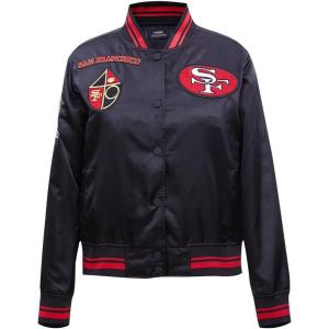 Pro Standard Womens NFL Retro Classics Satin Jacket(Black/Red)
