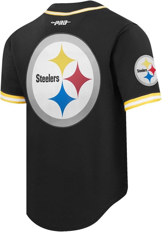 image:imagePro Standard Mens NFL Mesh Button Down TopBlackYellow