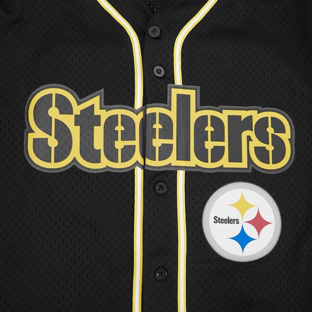 image:imagePro Standard Mens NFL Mesh Button Down TopBlackYellow