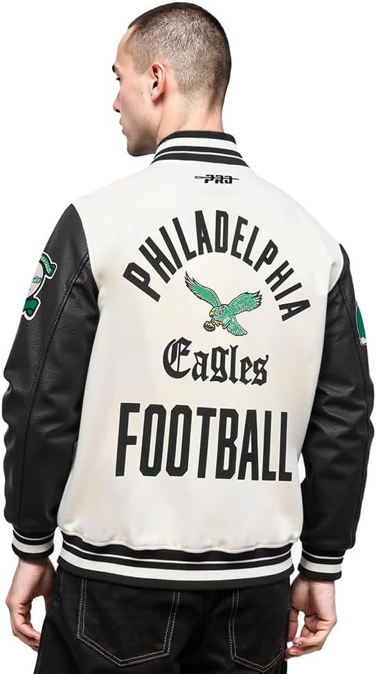 image:imagePro Standard Mens NFL Modern Originals Varsity JacketEggshell Black
