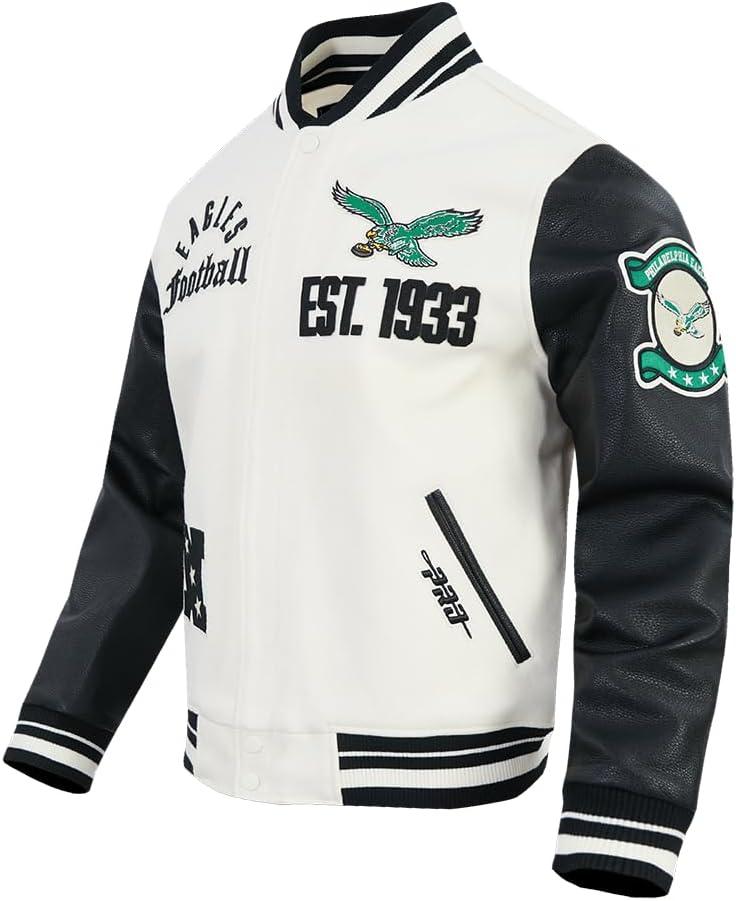 image:imagePro Standard Mens NFL Modern Originals Varsity JacketEggshell Black