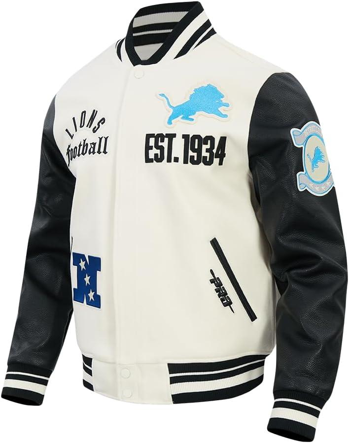 image:imagePro Standard Mens NFL Modern Originals Varsity JacketEggshell Black