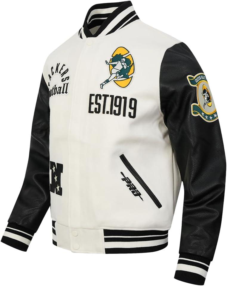 image:imagePro Standard Mens NFL Modern Originals Varsity JacketEggshell Black