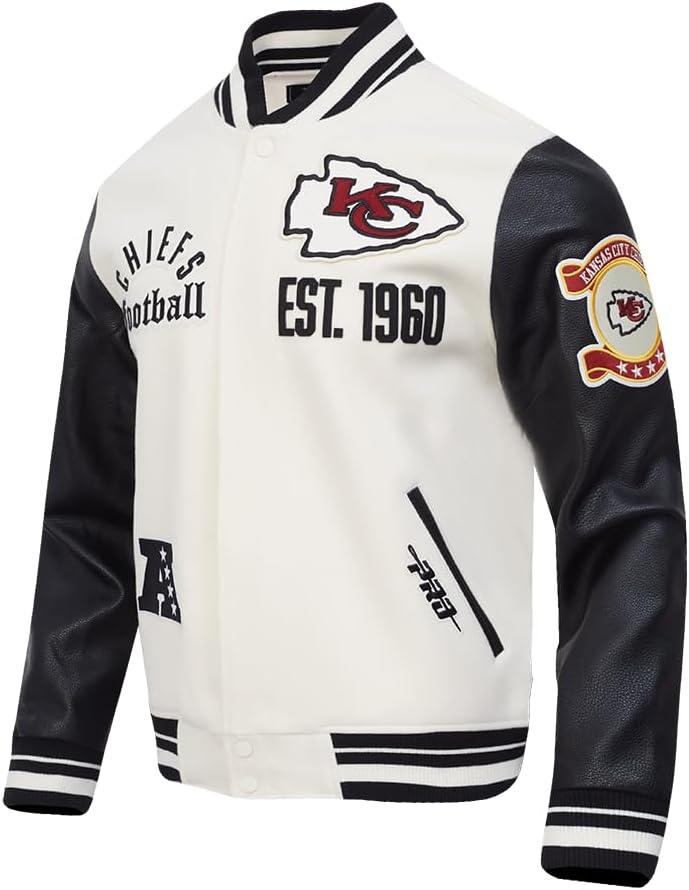 image:imagePro Standard Mens NFL Modern Originals Varsity JacketEggshell Black