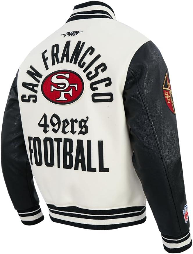 image:imagePro Standard Mens NFL Modern Originals Varsity JacketEggshell Black