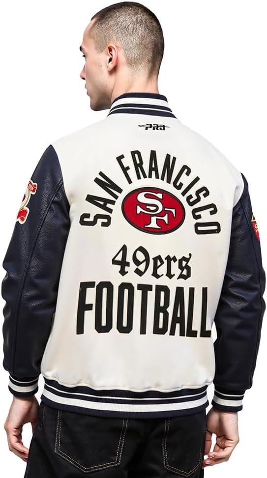 image:imagePro Standard Mens NFL Modern Originals Varsity JacketEggshell Black