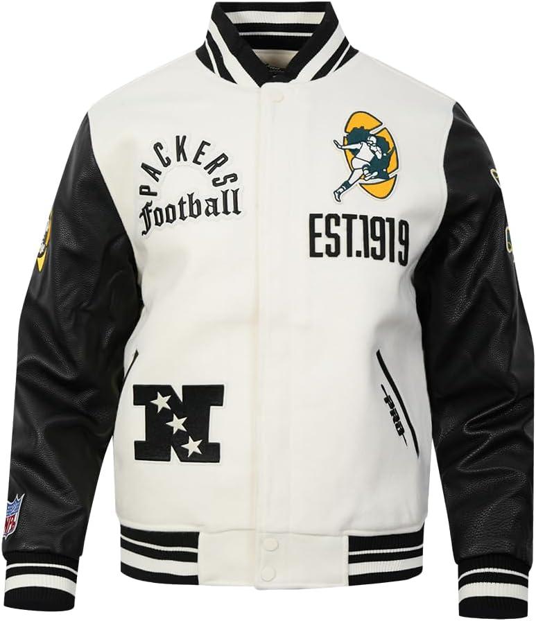 image:imagePro Standard Mens NFL Modern Originals Varsity JacketEggshell Black
