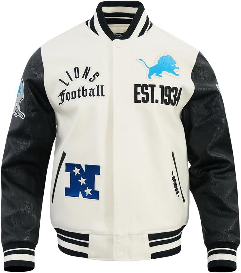 image:imagePro Standard Mens NFL Modern Originals Varsity JacketEggshell Black