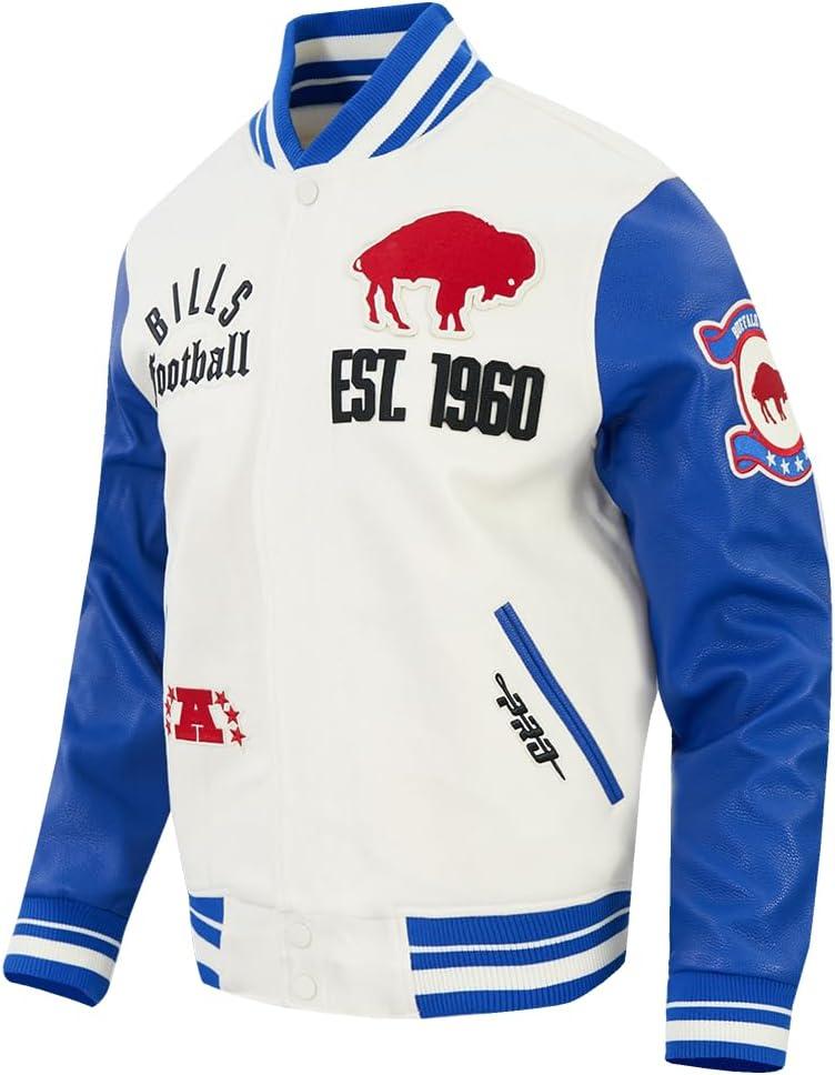 image:imagePro Standard Mens NFL Modern Originals Varsity JacketEggshellRoyal Blue