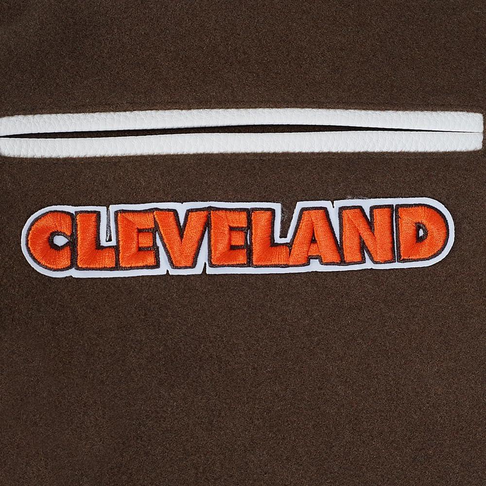 image:imagePro Standard Mens NFL Retro Classics Varsity JacketBrownWhiteBrown
