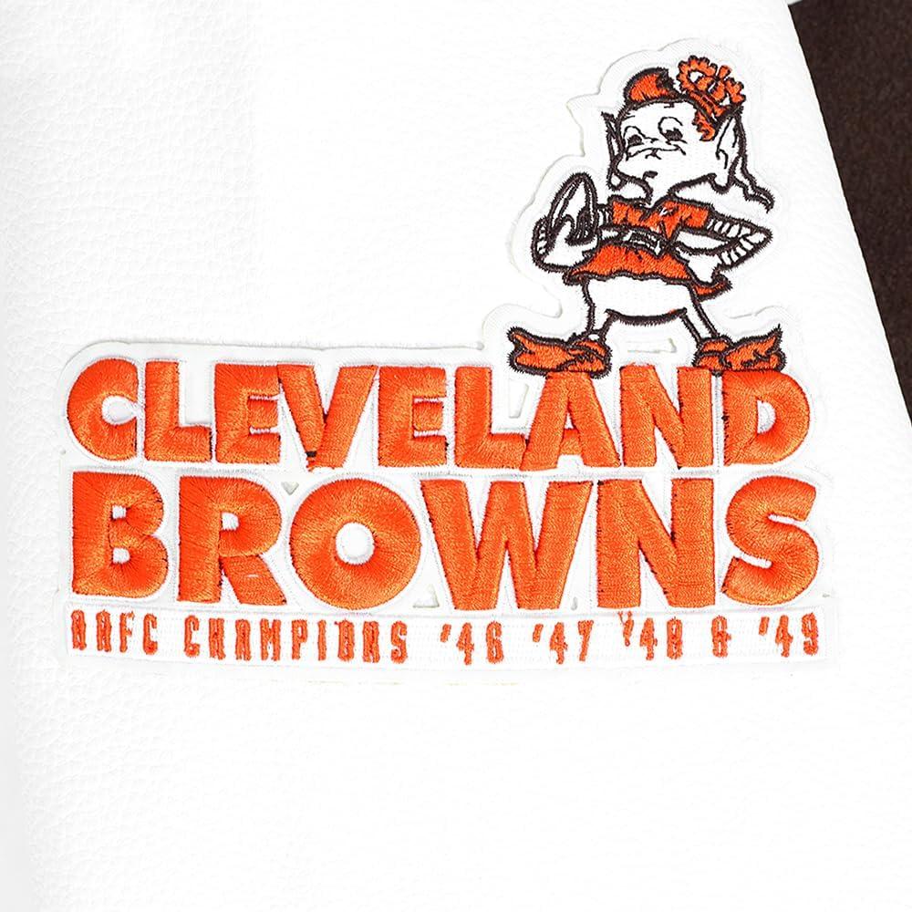 image:imagePro Standard Mens NFL Retro Classics Varsity JacketBrownWhiteBrown