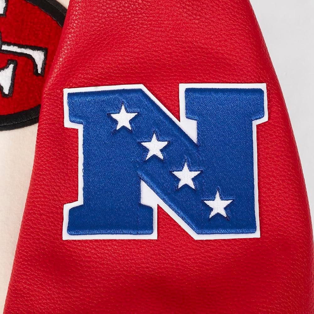 image:imagePro Standard Mens NFL Retro Classics Varsity JacketEggshell Red