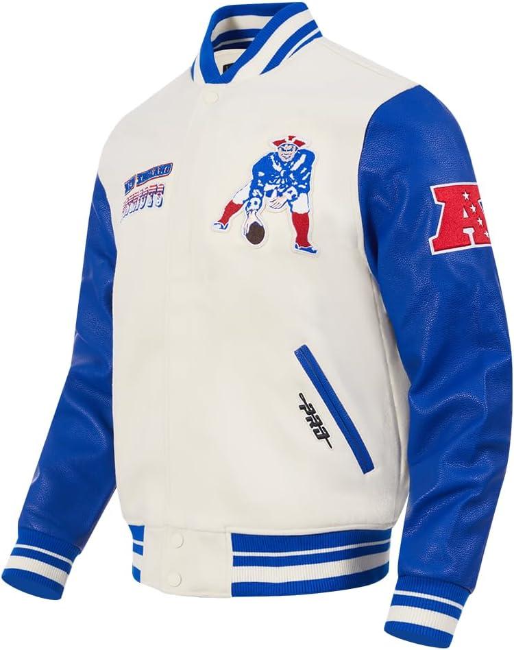 image:imagePro Standard Mens NFL Retro Classics Varsity JacketEggshellRoyal Blue