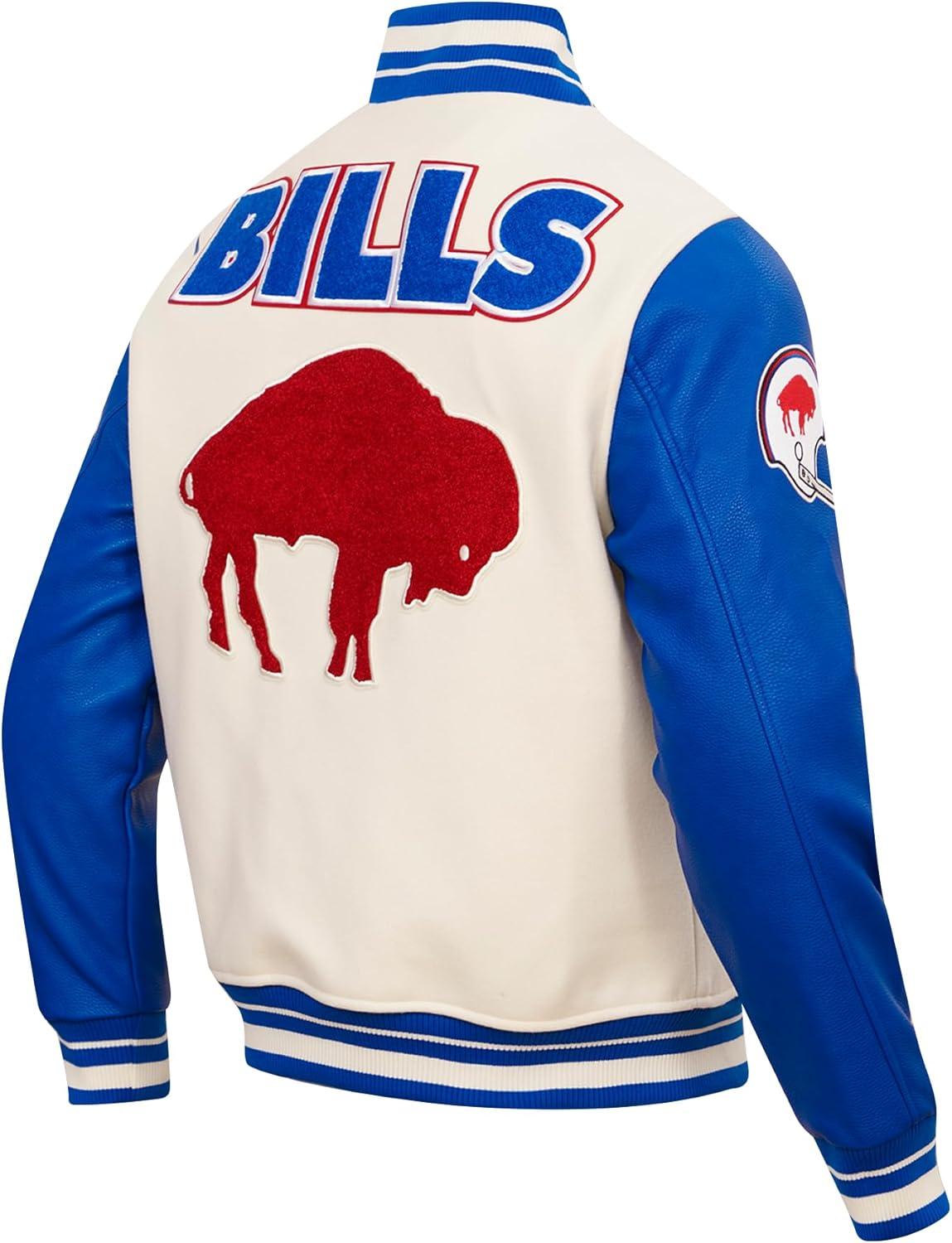 image:imagePro Standard Mens NFL Retro Classics Varsity JacketEggshellRoyal Blue