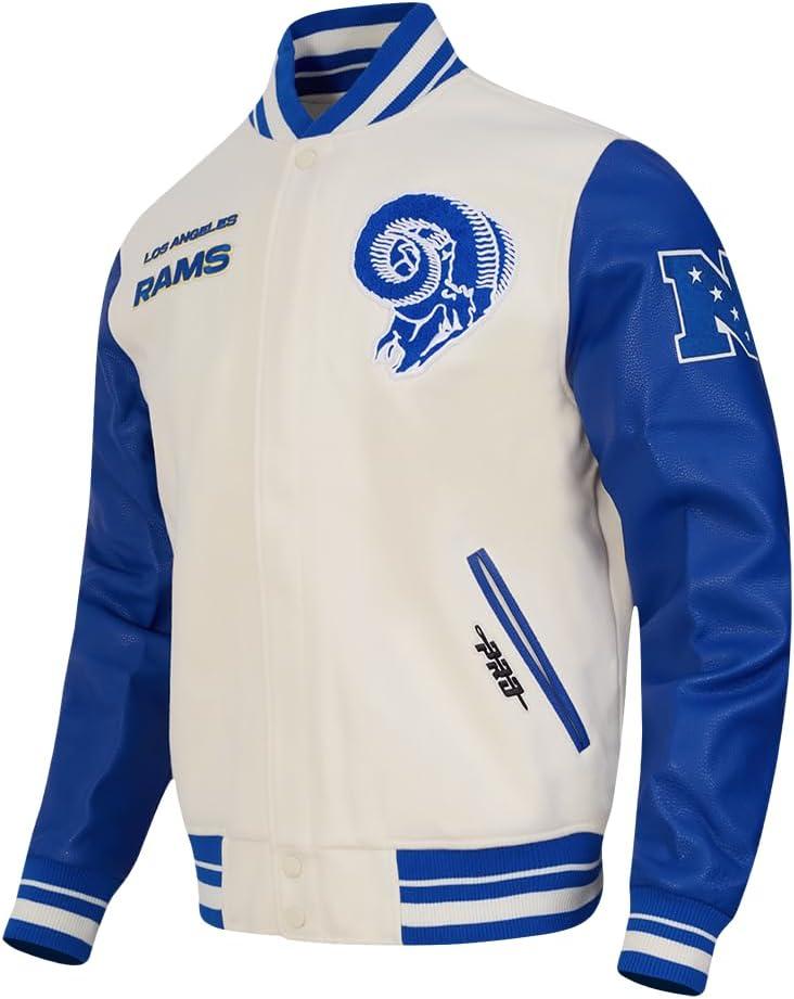 image:imagePro Standard Mens NFL Retro Classics Varsity JacketEggshellRoyal Blue