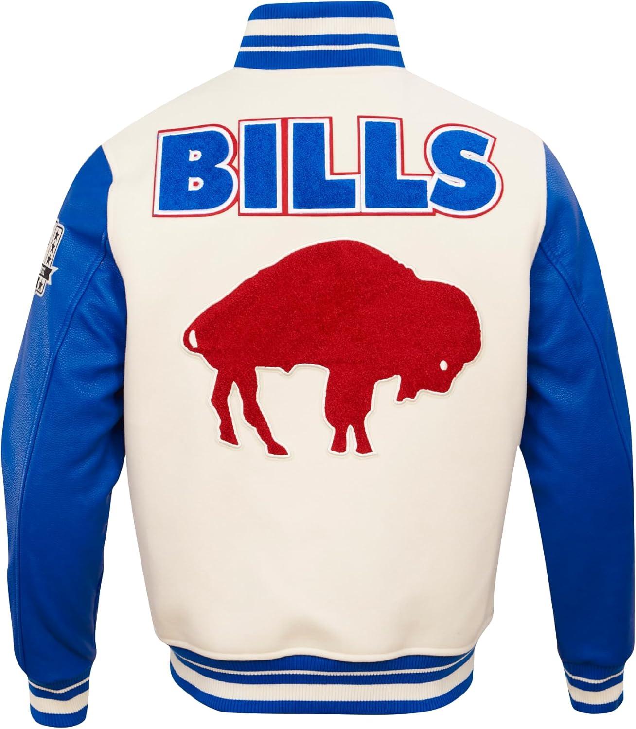 image:imagePro Standard Mens NFL Retro Classics Varsity JacketEggshellRoyal Blue