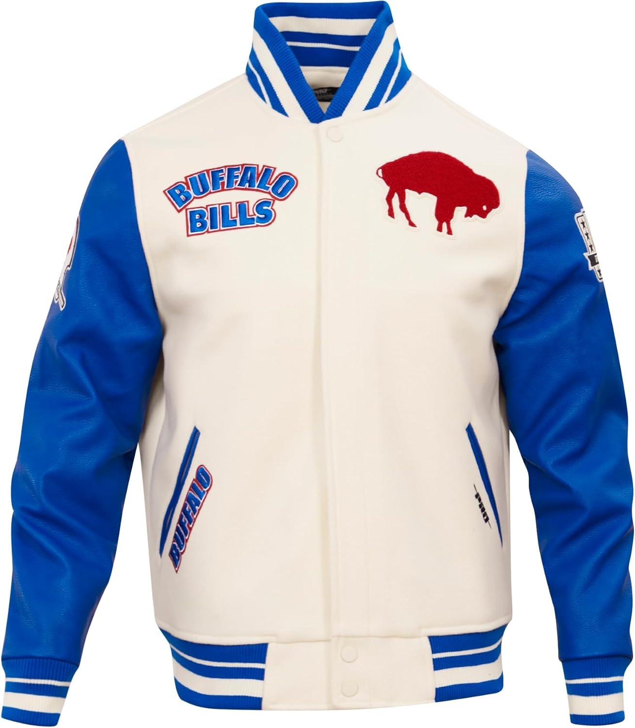 image:imagePro Standard Mens NFL Retro Classics Varsity JacketEggshellRoyal Blue