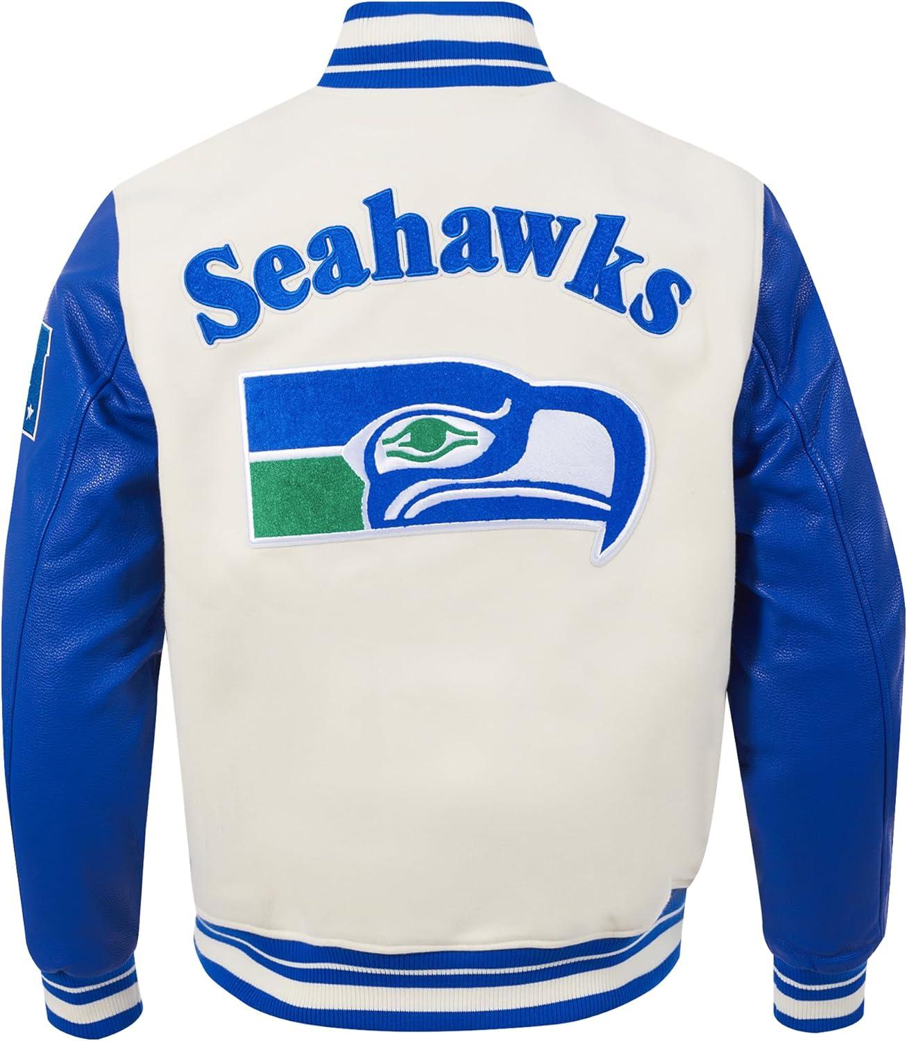 image:imagePro Standard Mens NFL Retro Classics Varsity JacketEggshellRoyal Blue