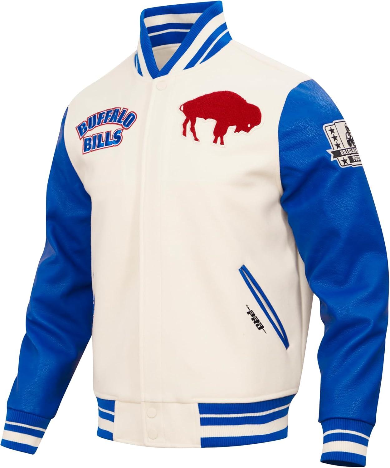 image:imagePro Standard Mens NFL Retro Classics Varsity JacketEggshellRoyal Blue