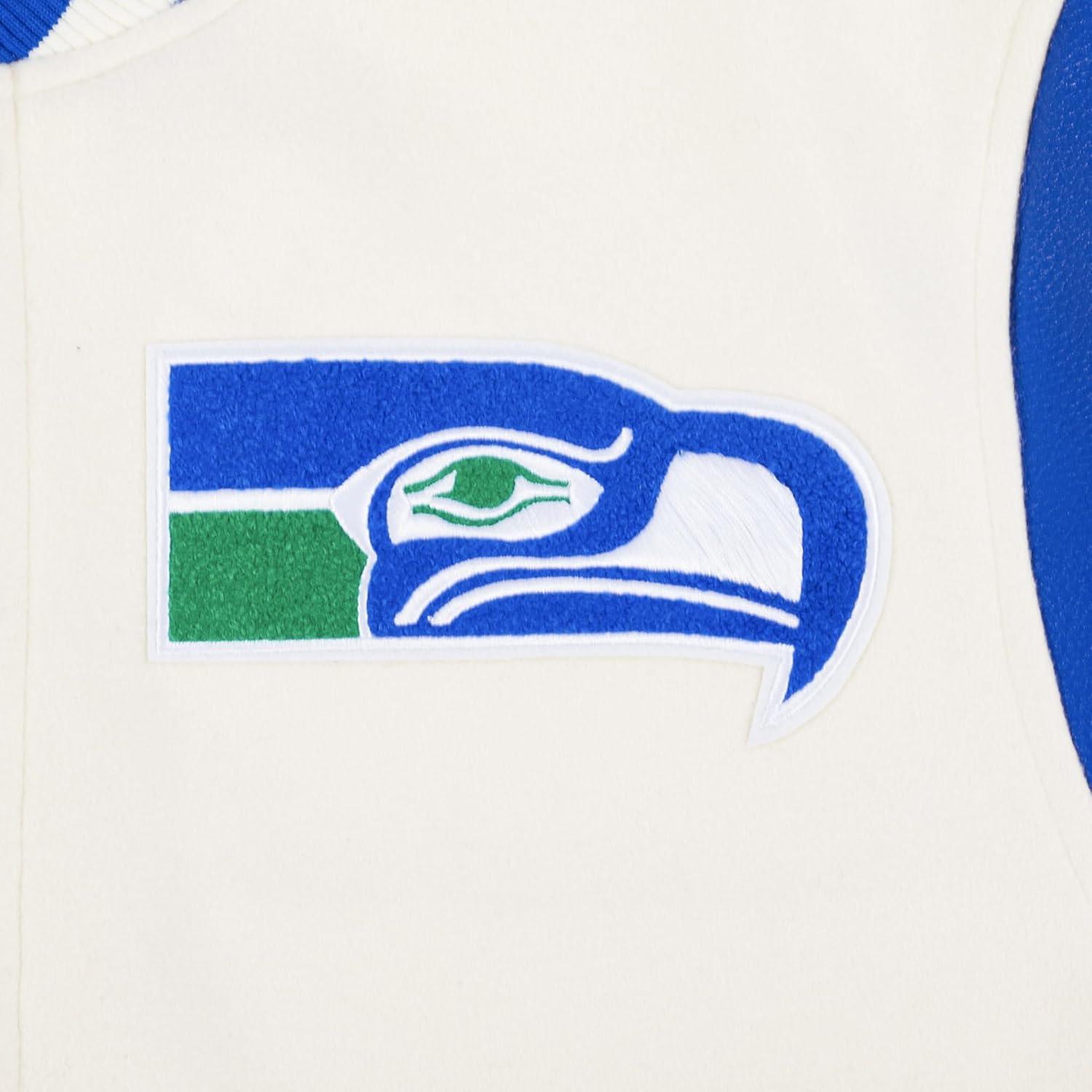 image:imagePro Standard Mens NFL Retro Classics Varsity JacketEggshellRoyal Blue