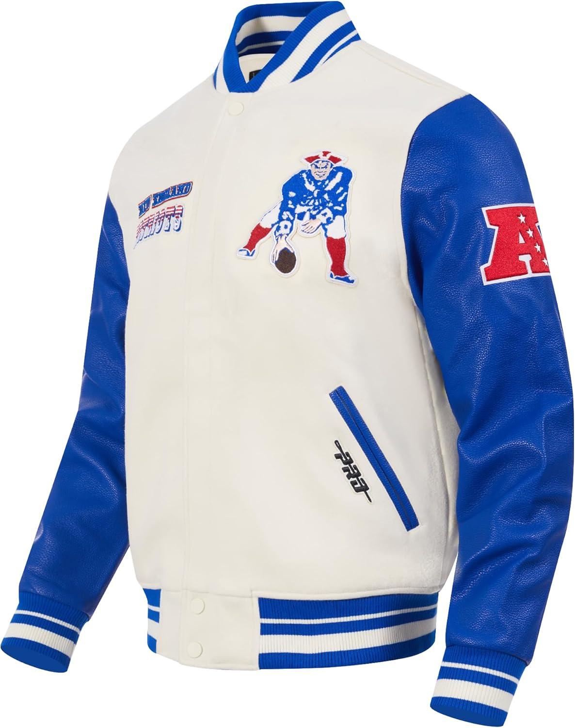 image:imagePro Standard Mens NFL Retro Classics Varsity JacketEggshellRoyal Blue