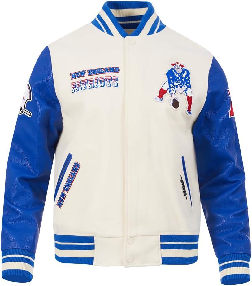 image:imagePro Standard Mens NFL Retro Classics Varsity JacketEggshellRoyal Blue