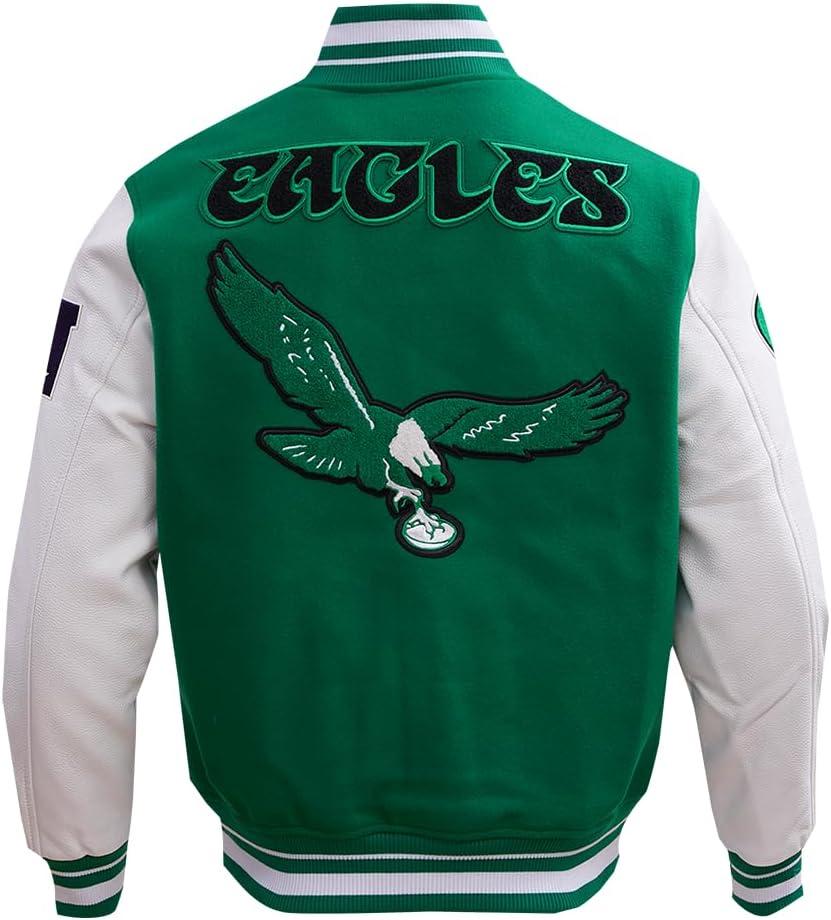 image:imagePro Standard Mens NFL Retro Classics Varsity JacketKelly Green White