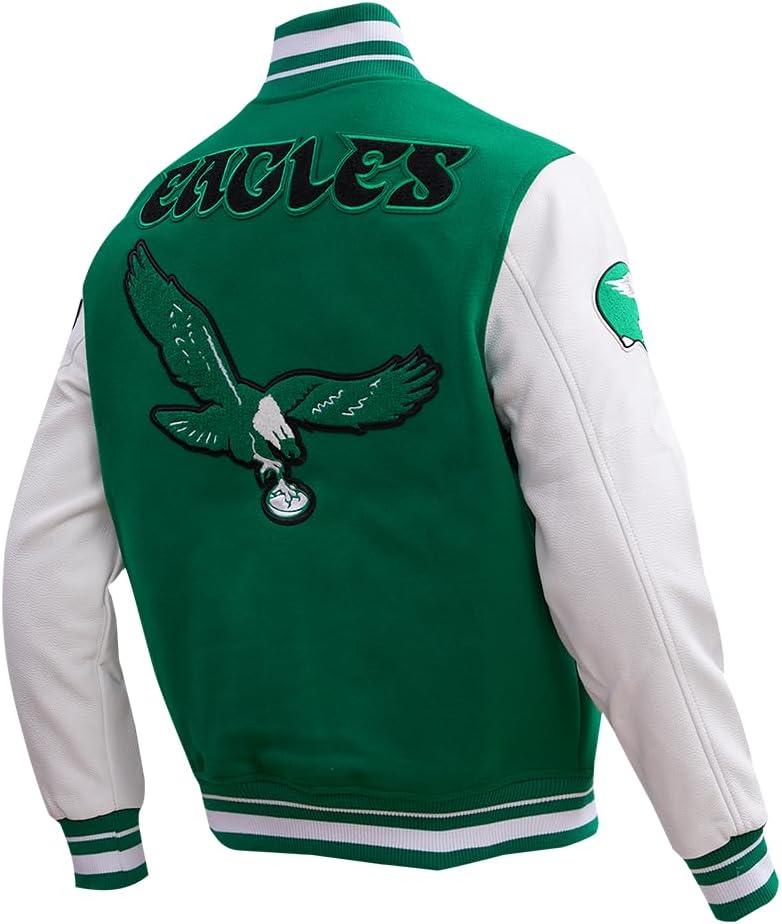 image:imagePro Standard Mens NFL Retro Classics Varsity JacketKelly Green White