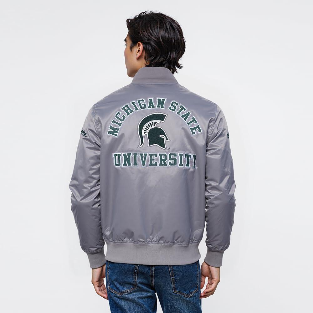 image:imagePro Standard NCAA mens Mens College Classic Chenille Satin JacketGray