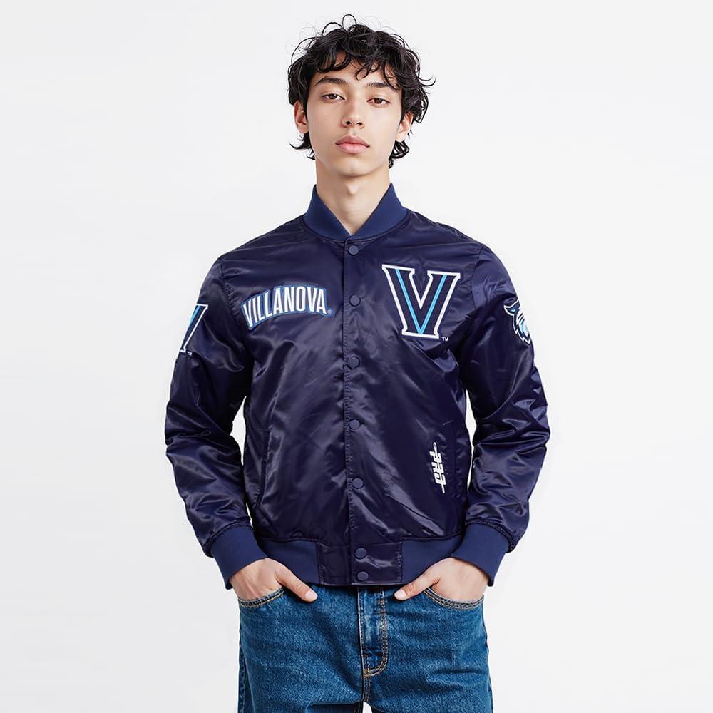 image:imagePro Standard NCAA mens Mens College Classic Chenille Satin JacketNavy