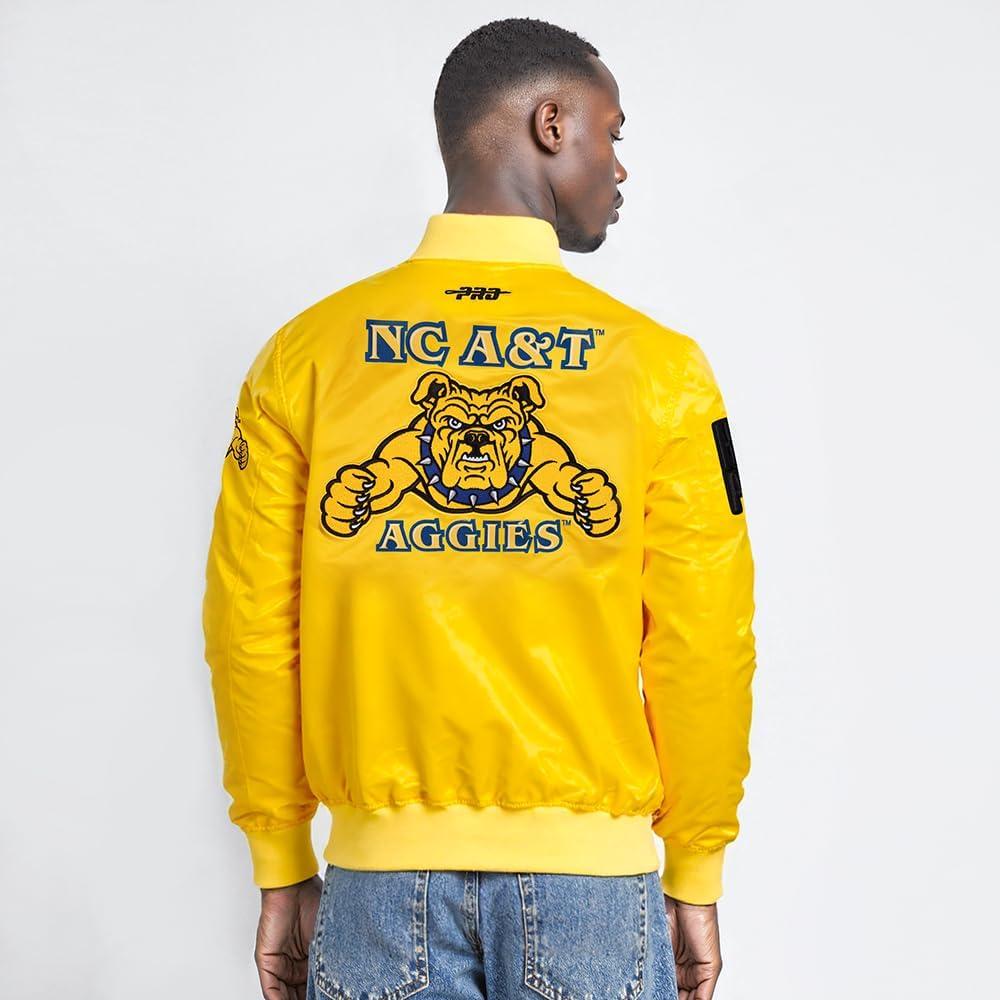 image:imagePro Standard NCAA mens Mens College Classic Chenille Satin JacketYellow