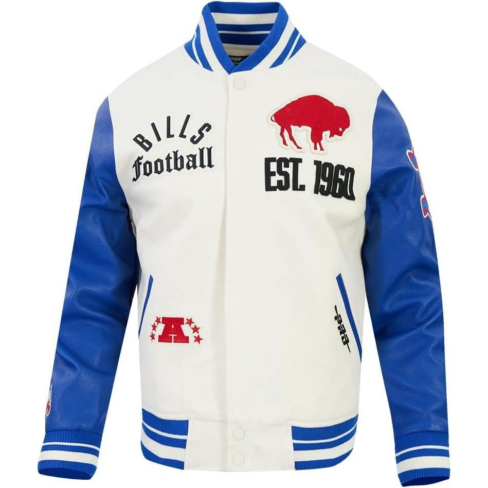 image:imagePro Standard Mens NFL Modern Originals Varsity JacketEggshellRoyal Blue