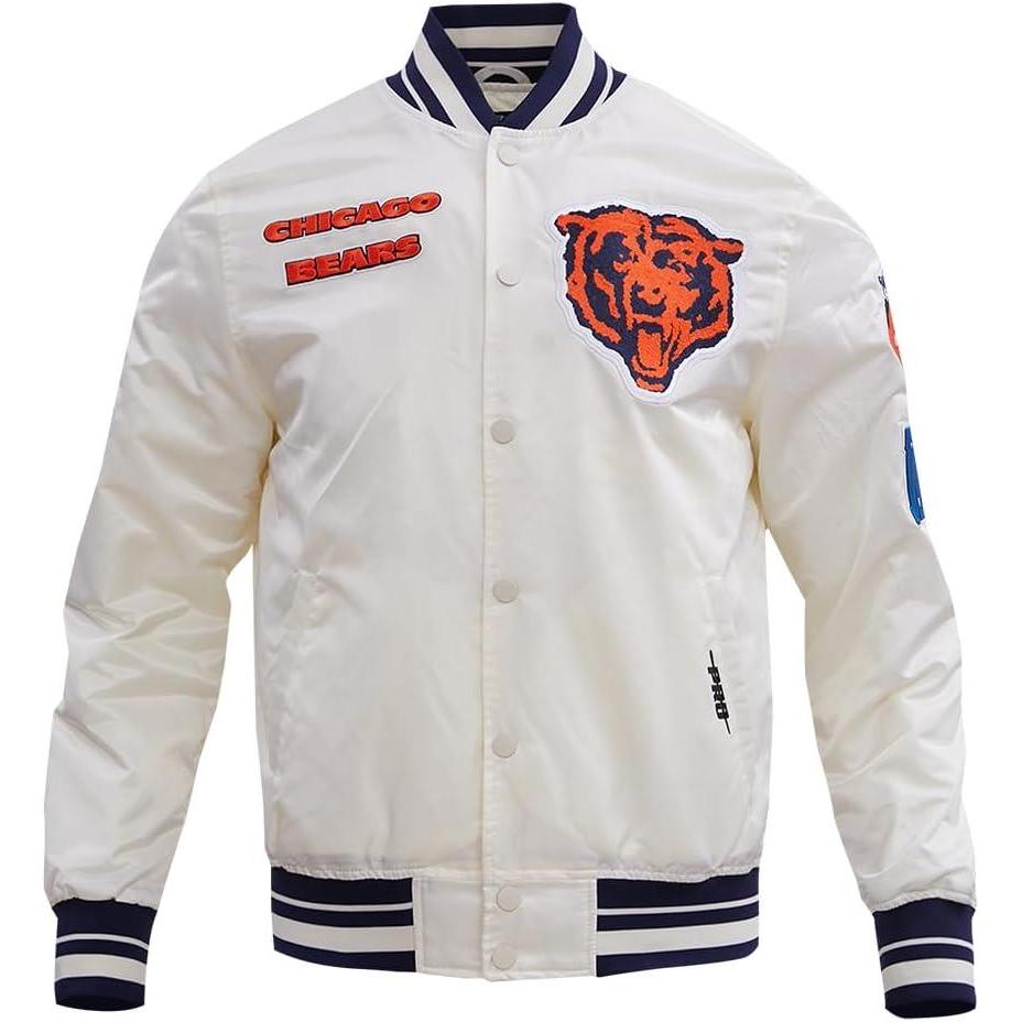 image:imagePro Standard Mens NFL Retro Classics Satin JacketEggshell Midnight Navy