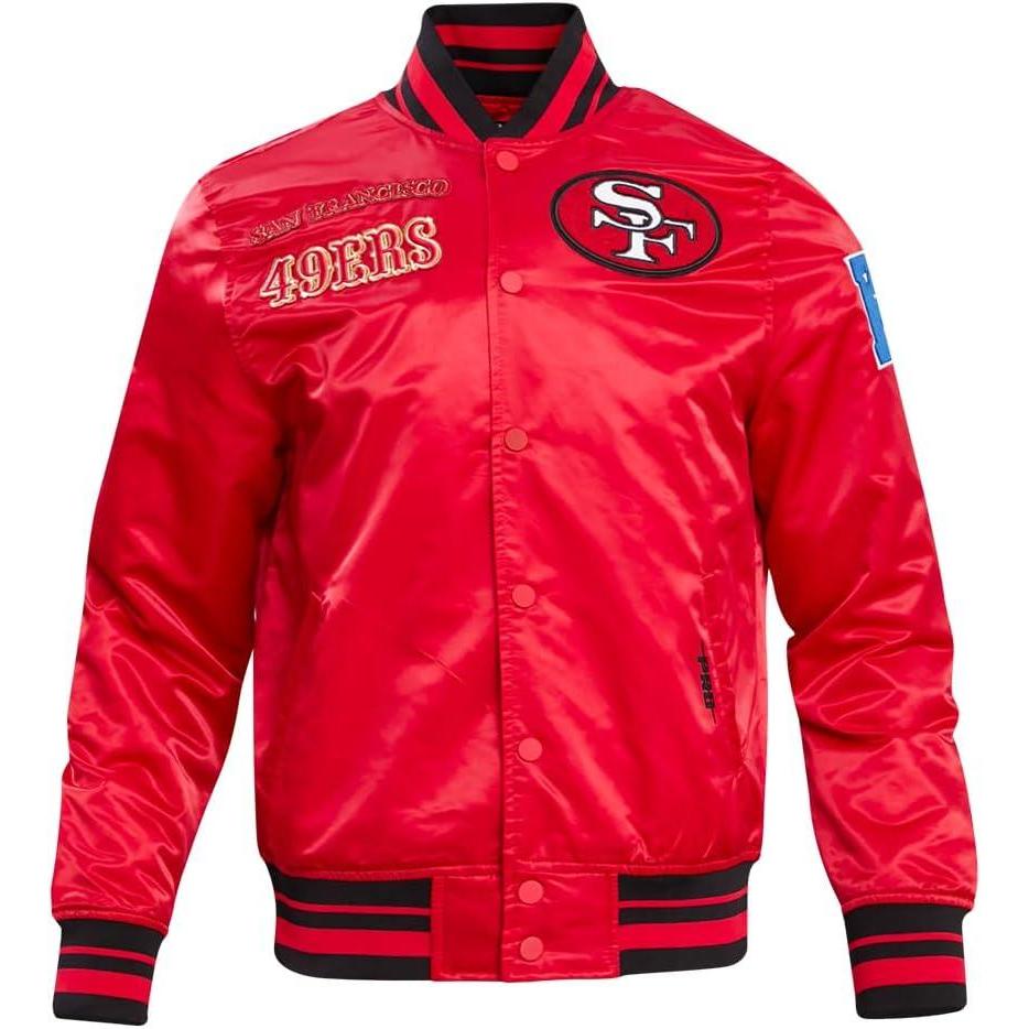 image:imagePro Standard Mens NFL Retro Classics Satin JacketRedBlack